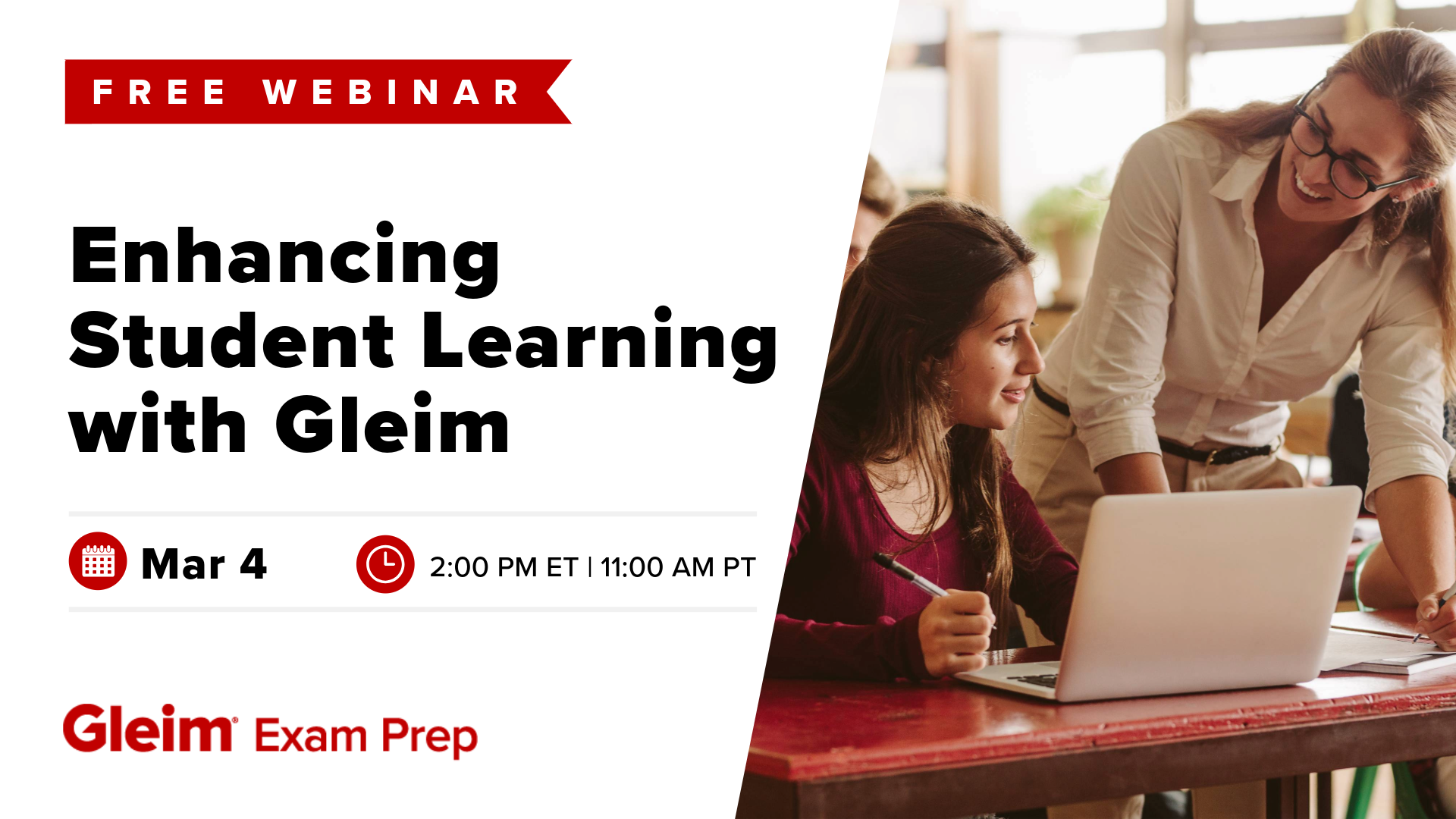 Free Webinar | Enhancing Student Learning with Gleim | March 4th, 2:00 PMET | 11:00 AM PT